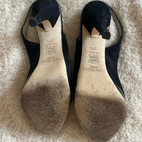 JIMMY CHOO 072CLUE Suede/Snake Black Heels Size 7.5 - Picture 4 of 7